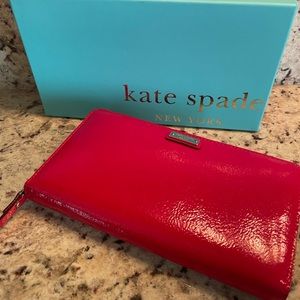 NWT Kate Spade red leather patent wallet